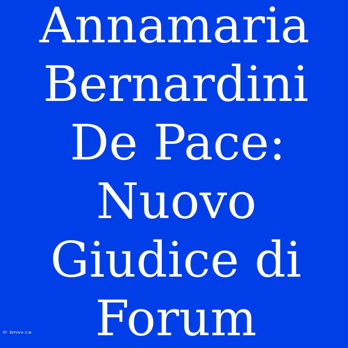 Annamaria Bernardini De Pace: Nuovo Giudice Di Forum