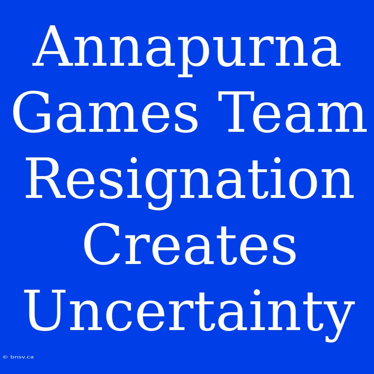 Annapurna Games Team Resignation Creates Uncertainty