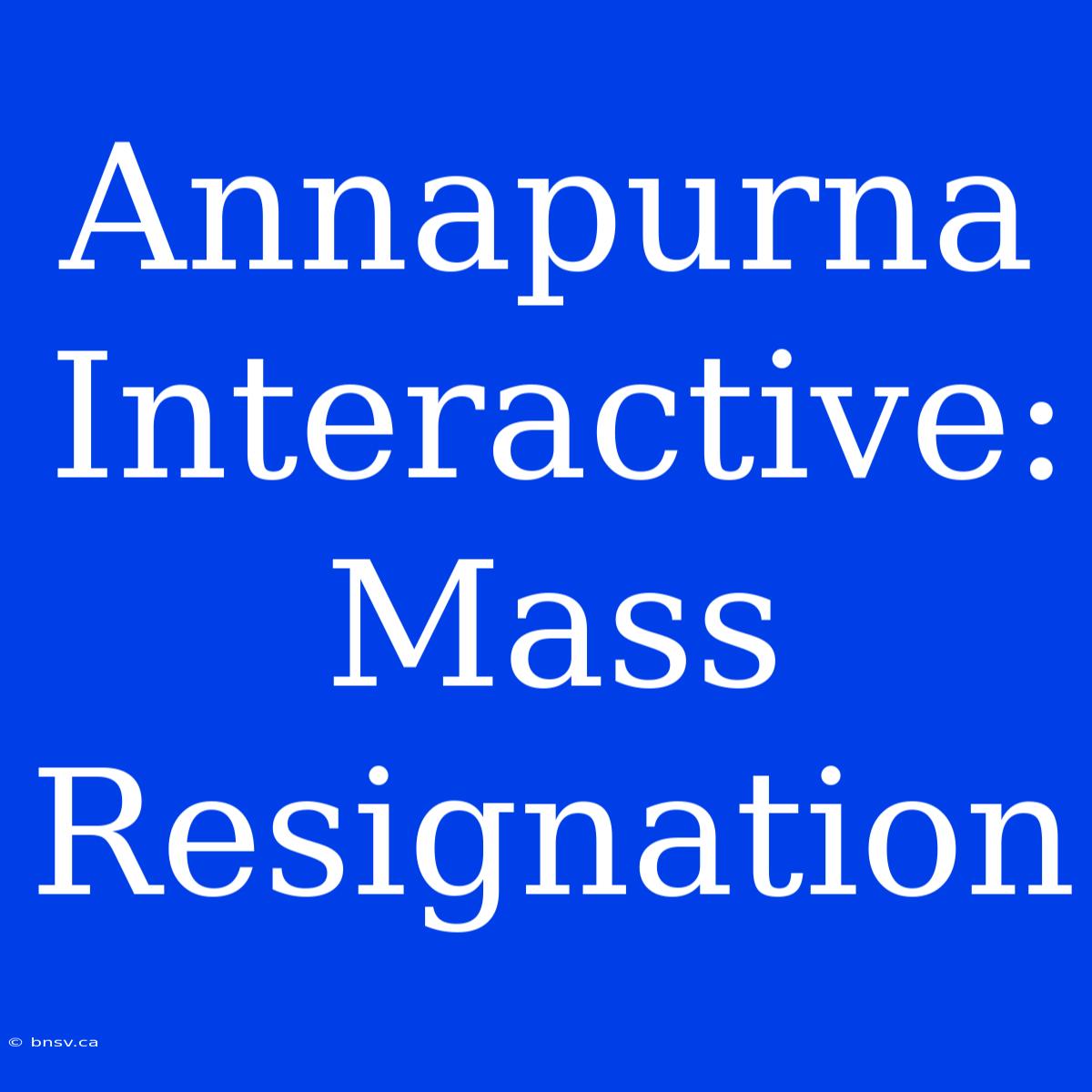 Annapurna Interactive: Mass Resignation