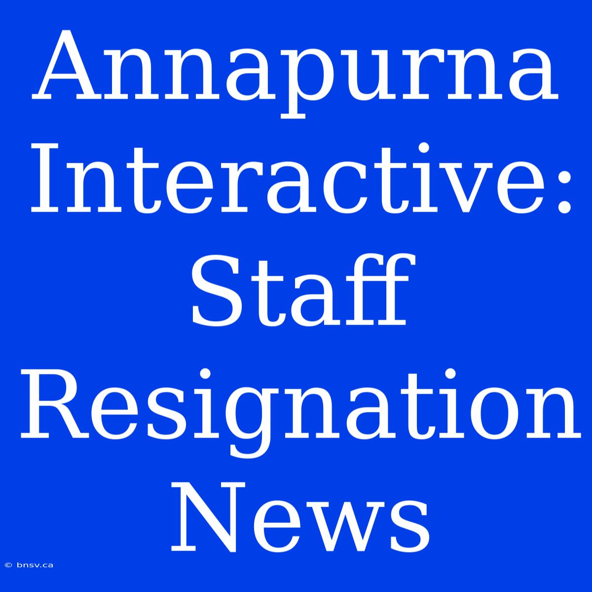 Annapurna Interactive: Staff Resignation News