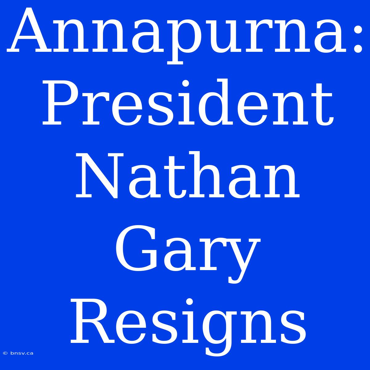 Annapurna: President Nathan Gary Resigns