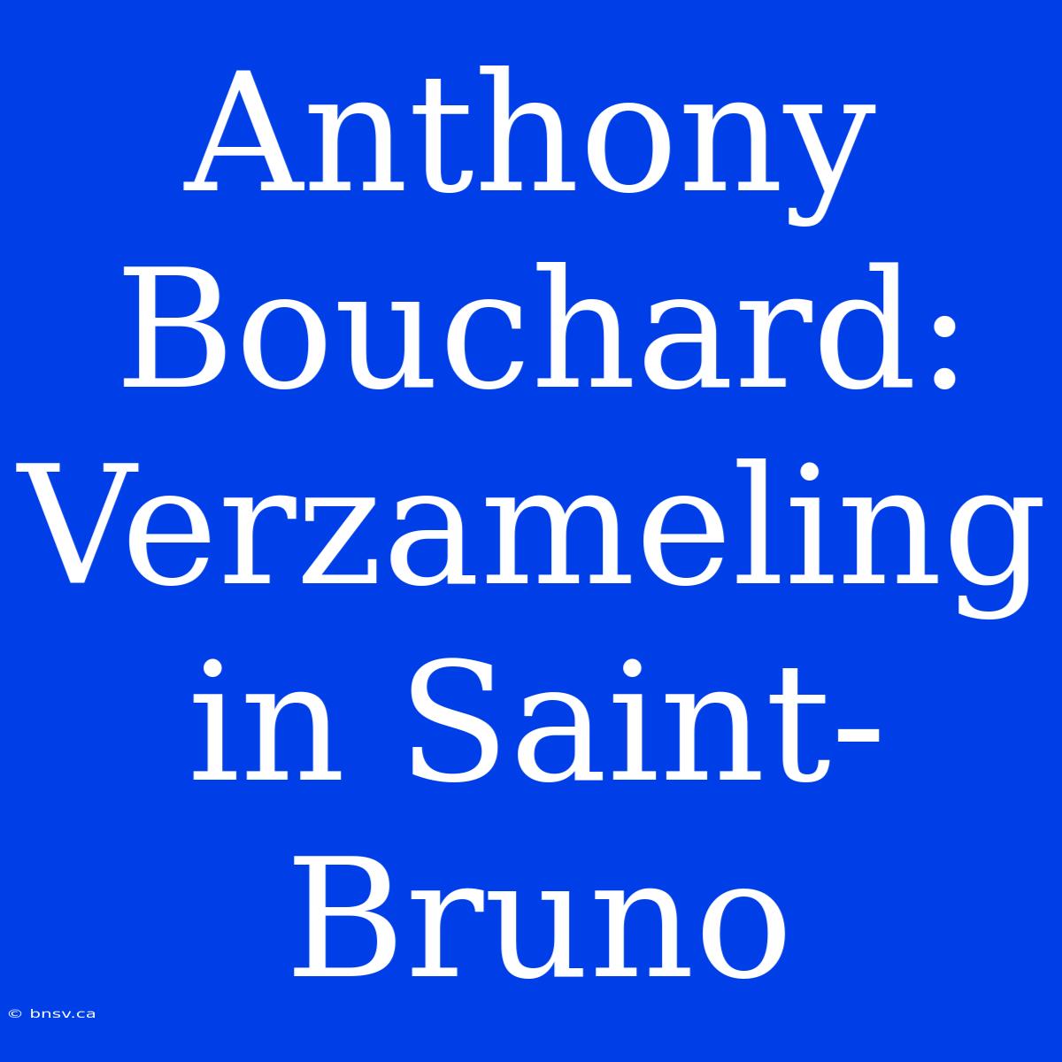 Anthony Bouchard:  Verzameling In Saint-Bruno