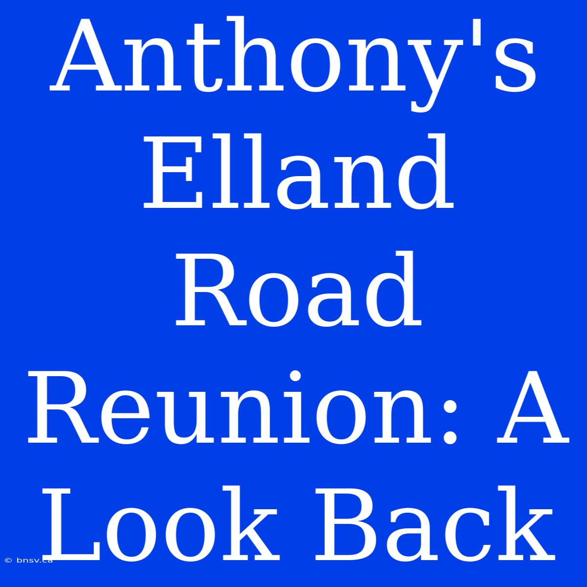 Anthony's Elland Road Reunion: A Look Back