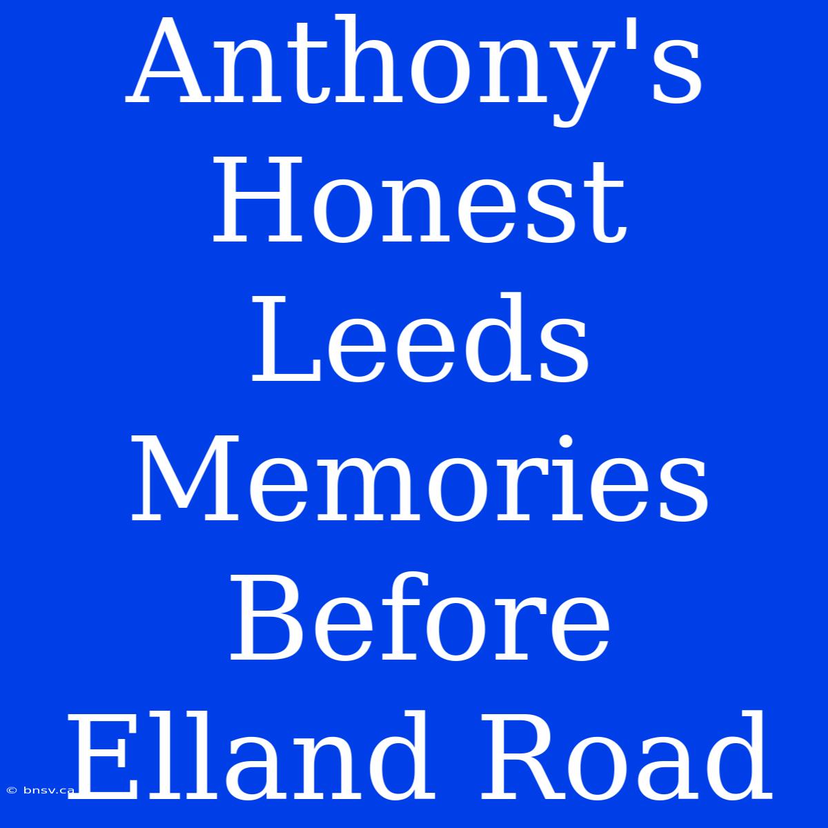 Anthony's Honest Leeds Memories Before Elland Road