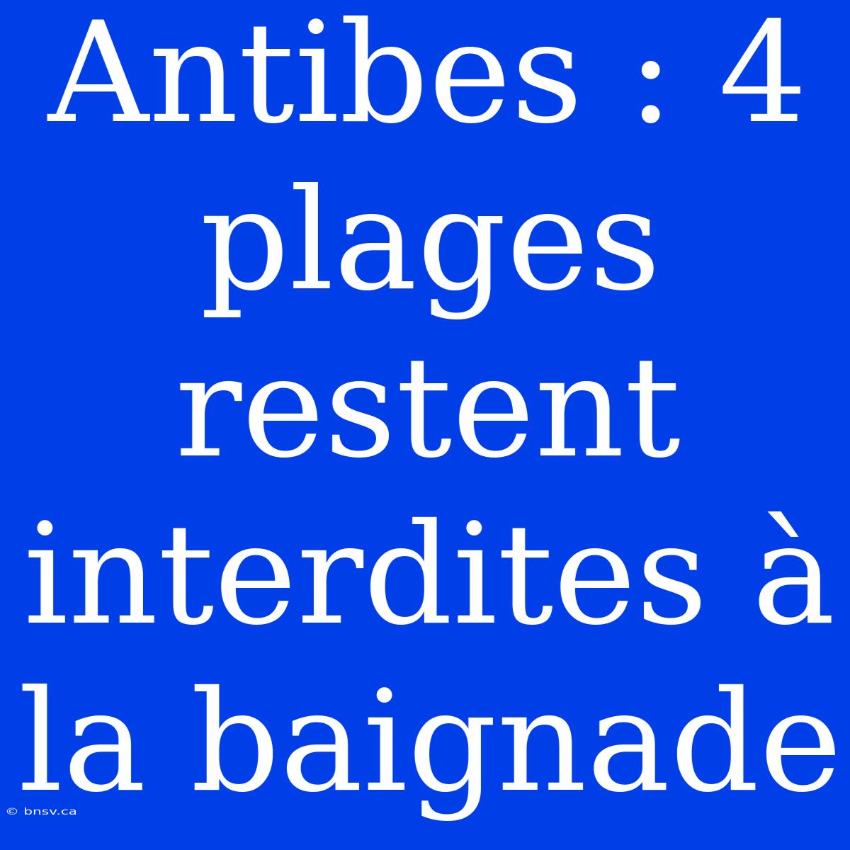 Antibes : 4 Plages Restent Interdites À La Baignade