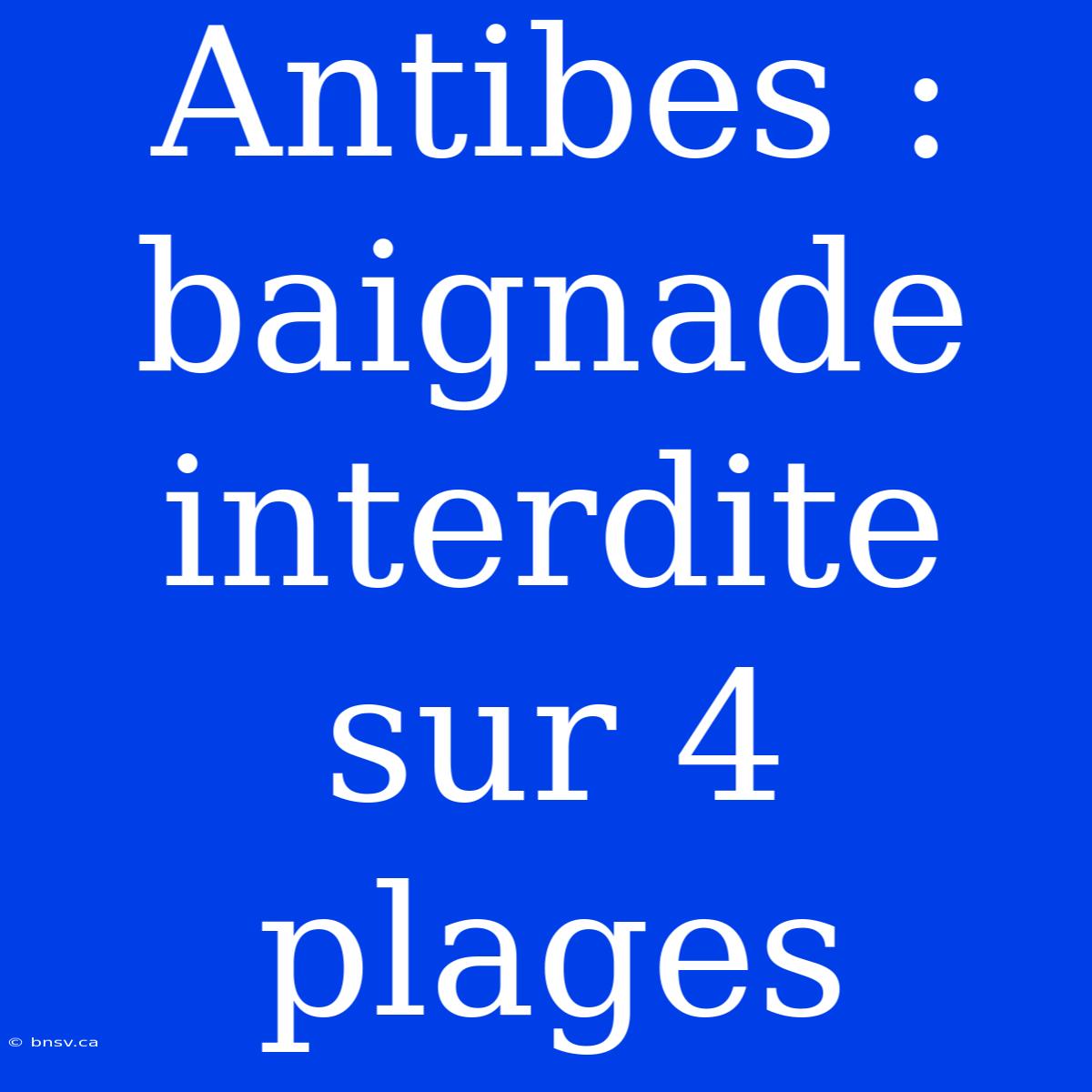 Antibes : Baignade Interdite Sur 4 Plages