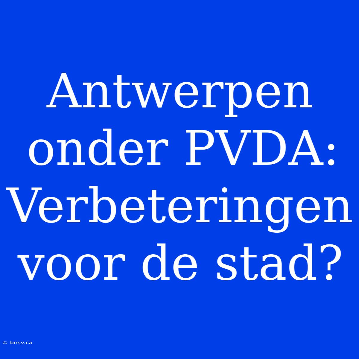 Antwerpen Onder PVDA: Verbeteringen Voor De Stad?