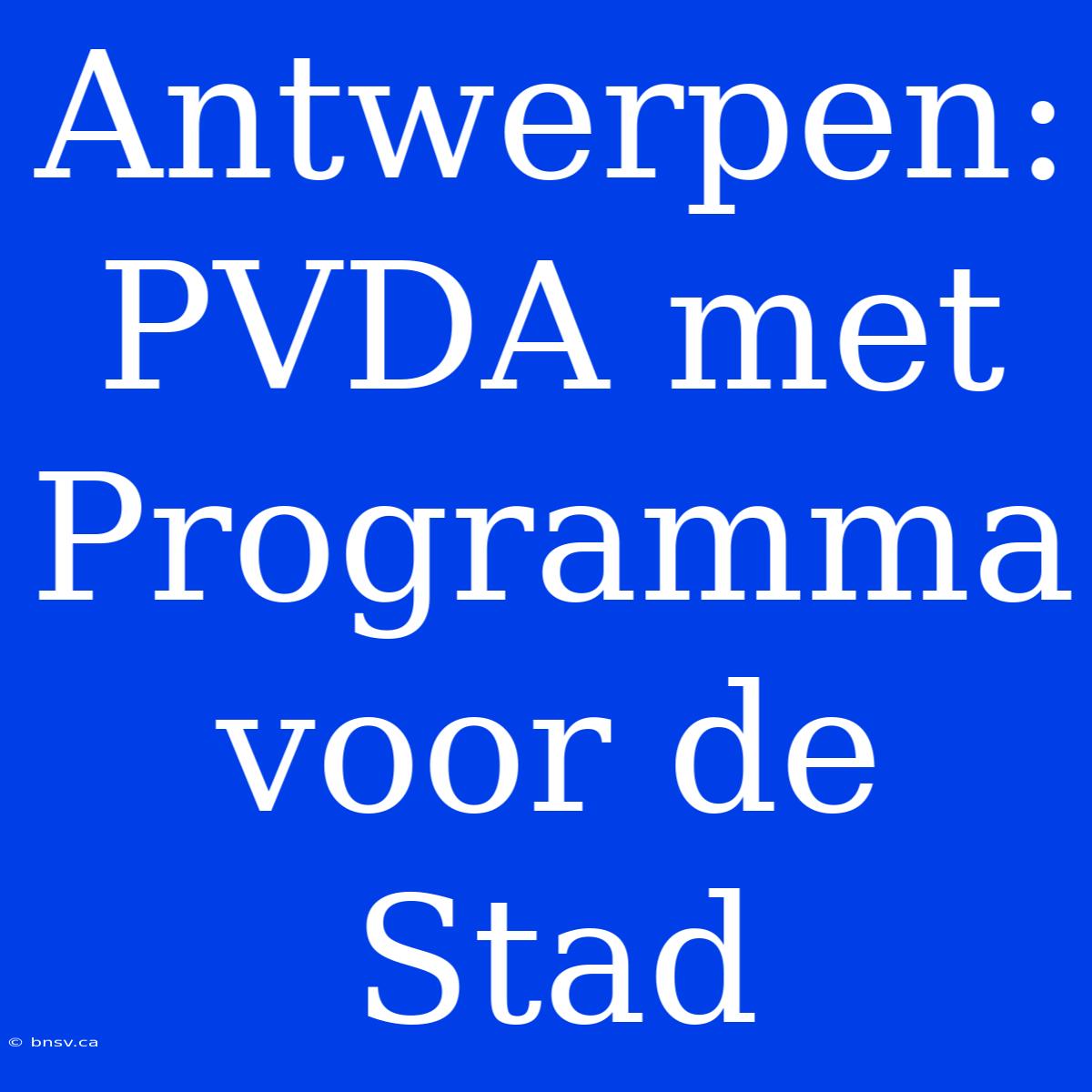 Antwerpen: PVDA Met Programma Voor De Stad