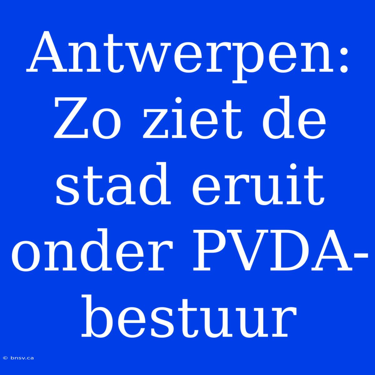 Antwerpen: Zo Ziet De Stad Eruit Onder PVDA-bestuur