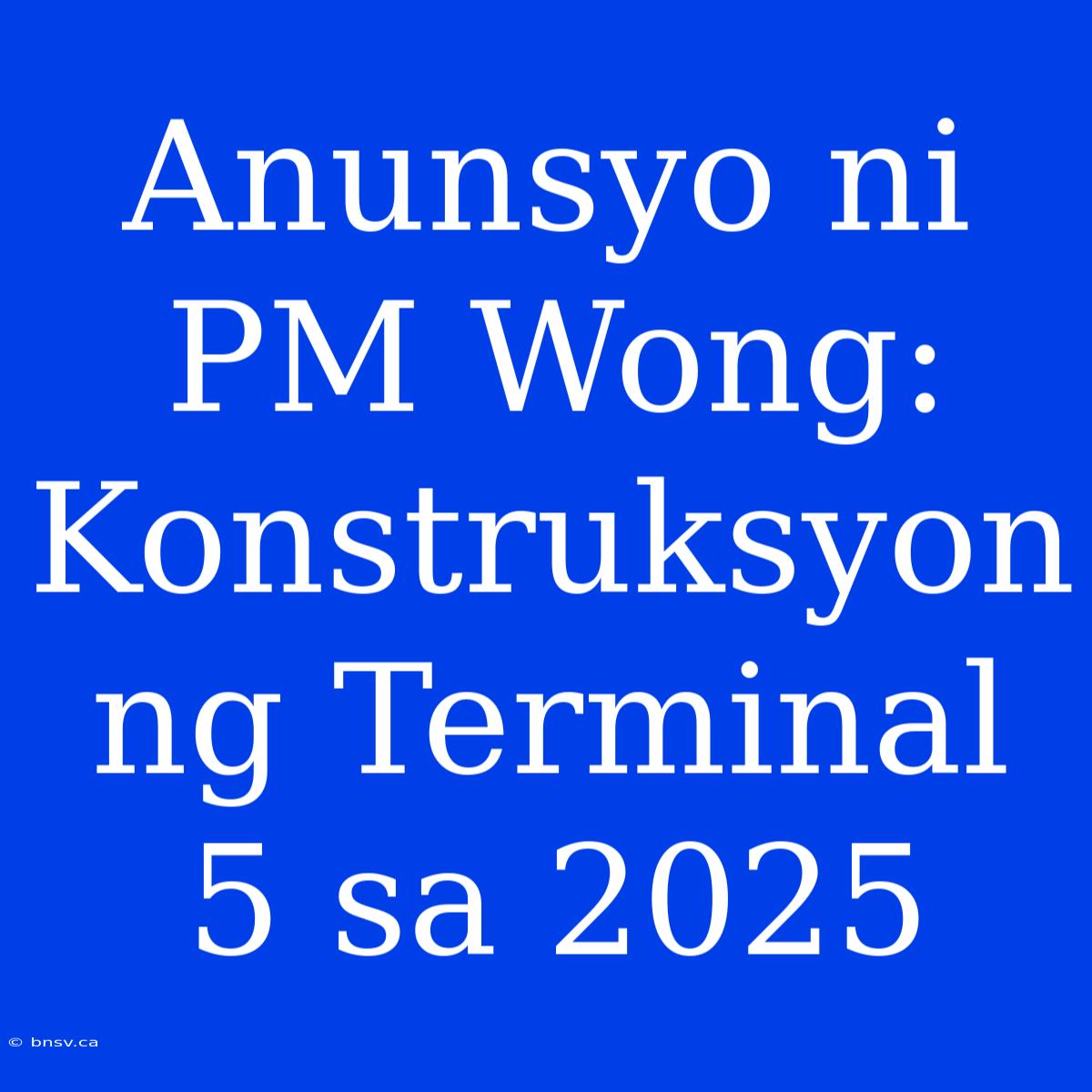 Anunsyo Ni PM Wong: Konstruksyon Ng Terminal 5 Sa 2025