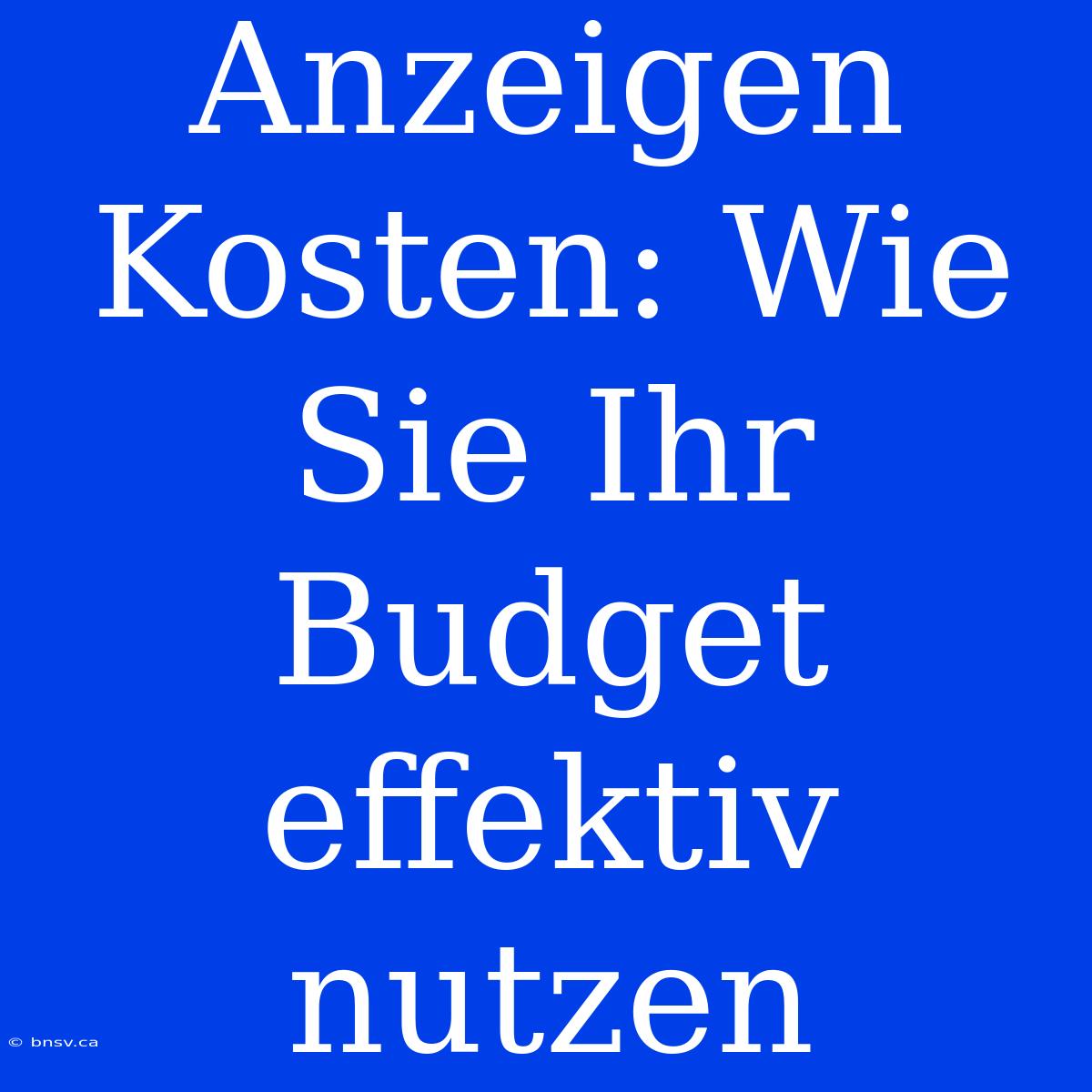 Anzeigen Kosten: Wie Sie Ihr Budget Effektiv Nutzen