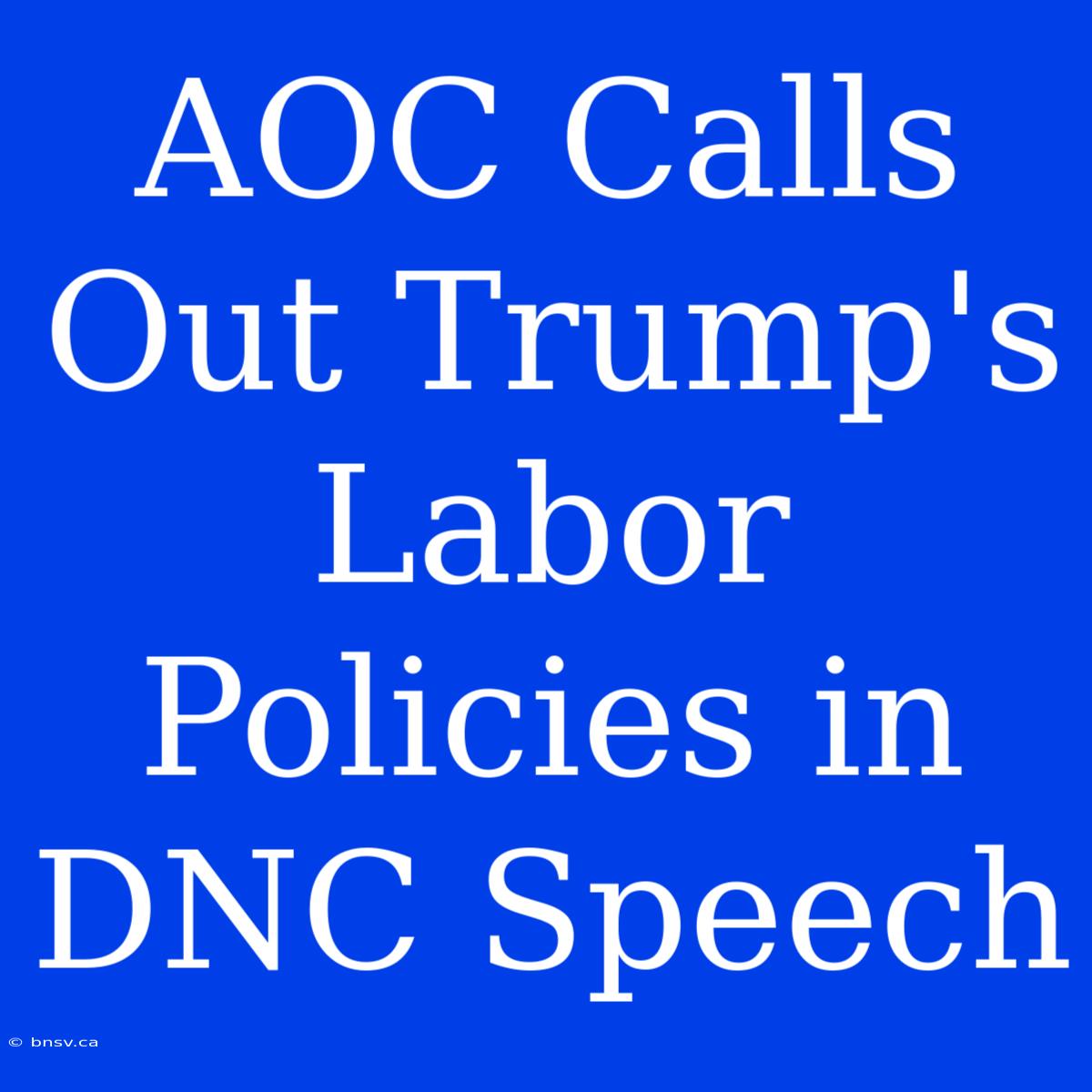 AOC Calls Out Trump's Labor Policies In DNC Speech