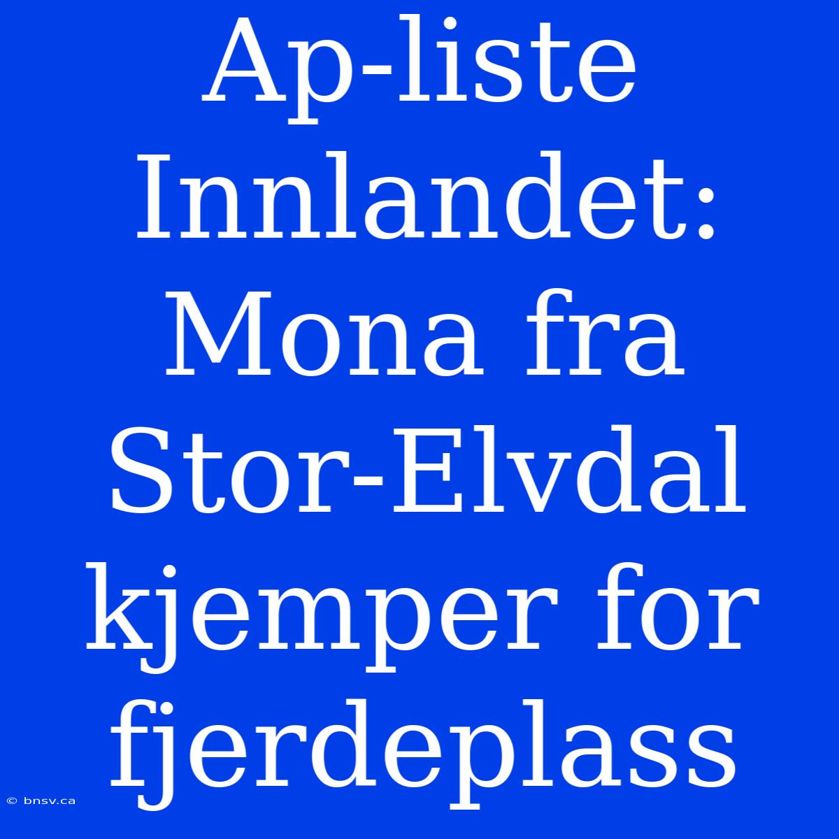 Ap-liste Innlandet: Mona Fra Stor-Elvdal Kjemper For Fjerdeplass