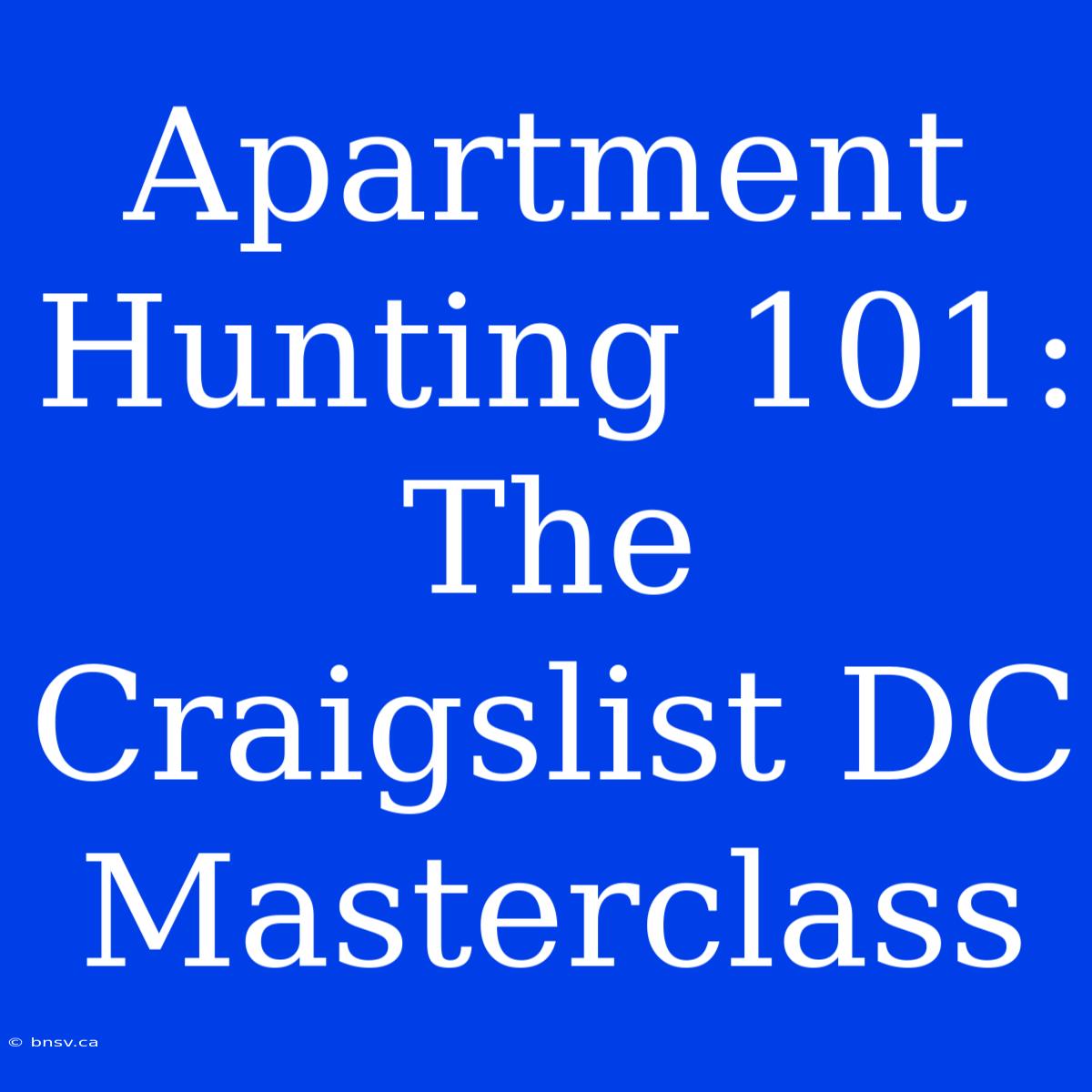 Apartment Hunting 101: The Craigslist DC Masterclass