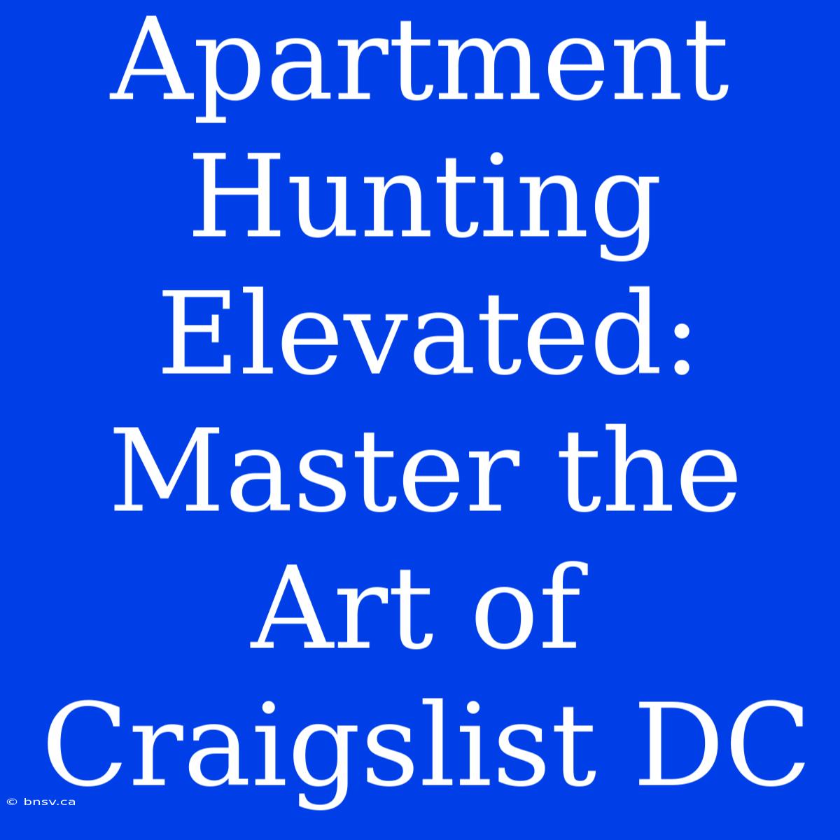 Apartment Hunting Elevated: Master The Art Of Craigslist DC