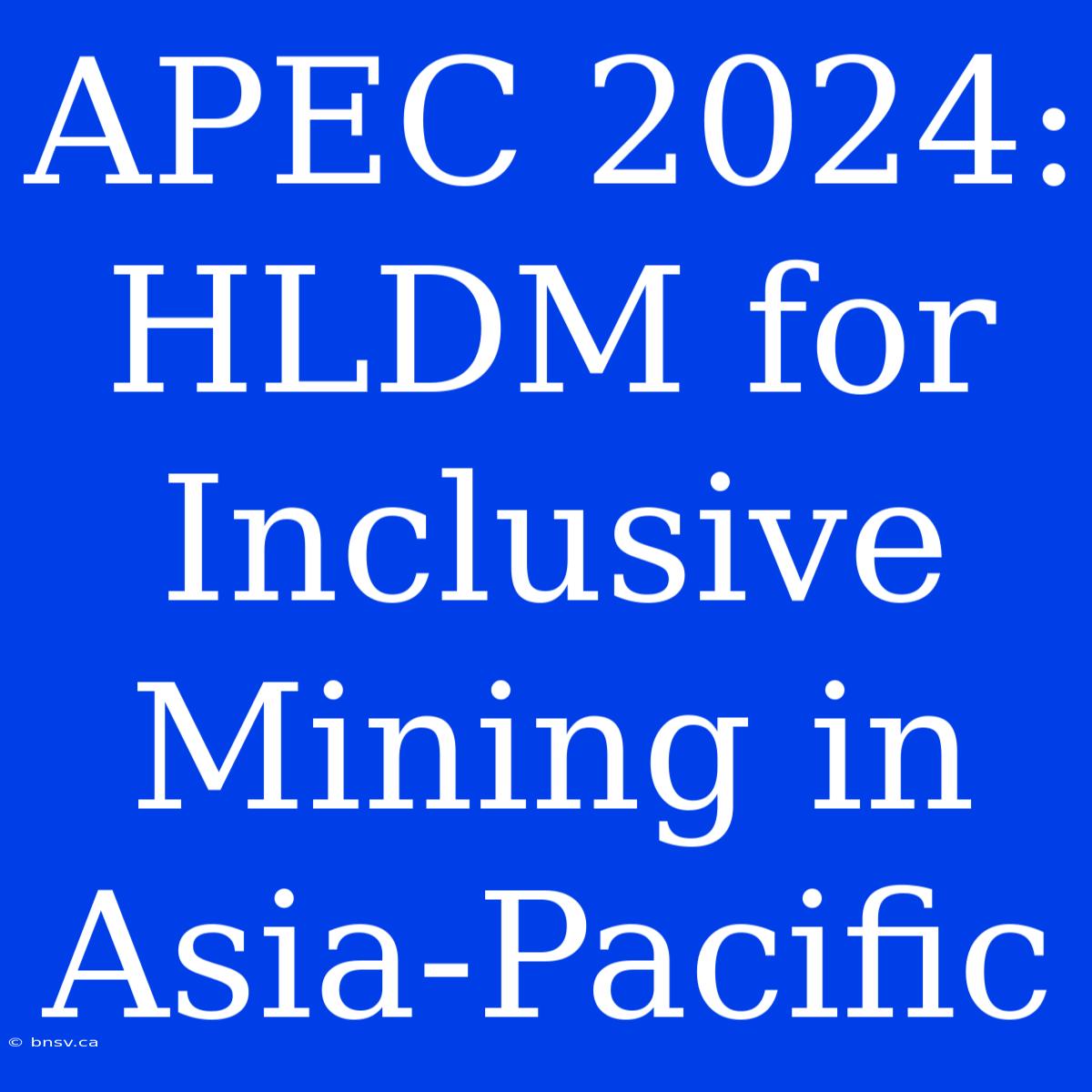 APEC 2024: HLDM For Inclusive Mining In Asia-Pacific