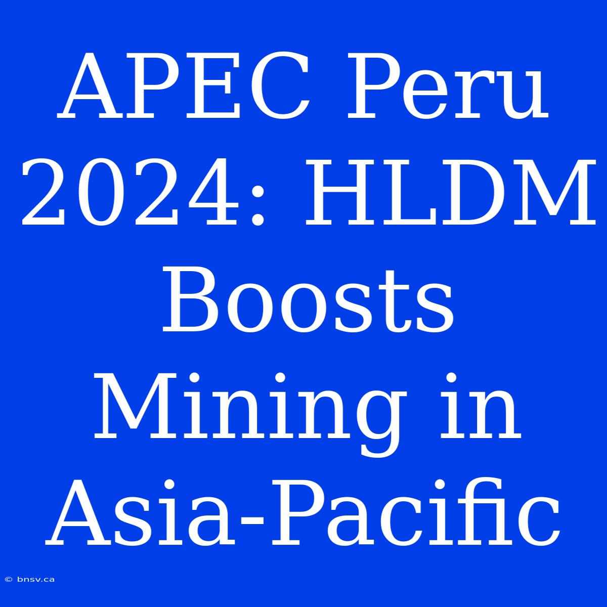 APEC Peru 2024: HLDM Boosts Mining In Asia-Pacific