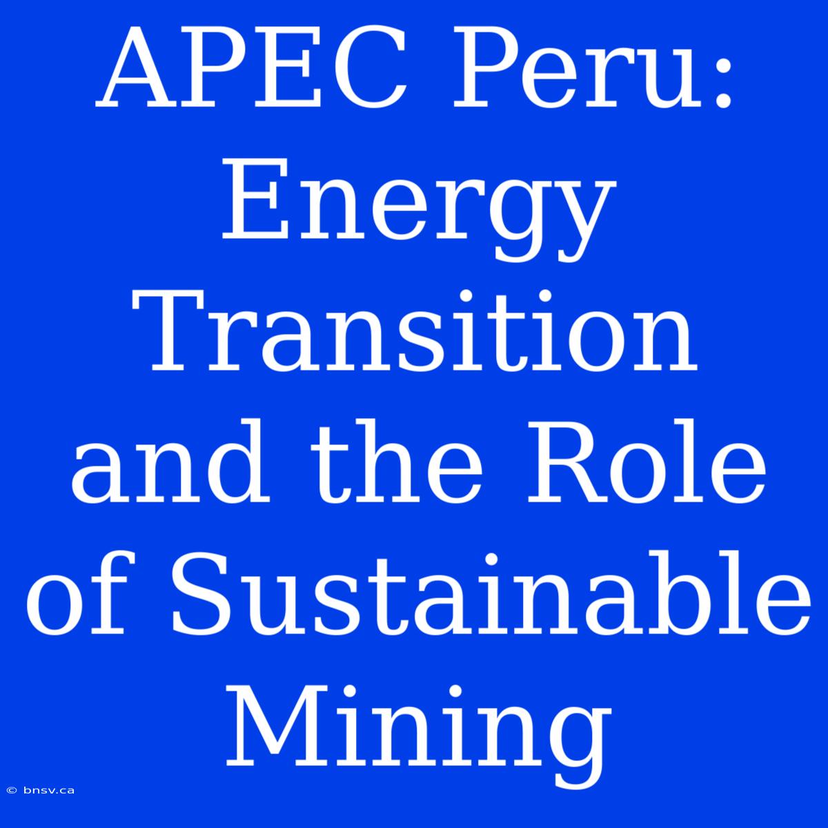 APEC Peru: Energy Transition And The Role Of Sustainable Mining