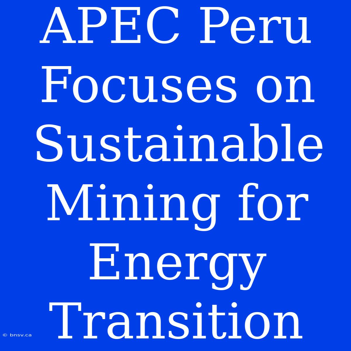 APEC Peru Focuses On Sustainable Mining For Energy Transition