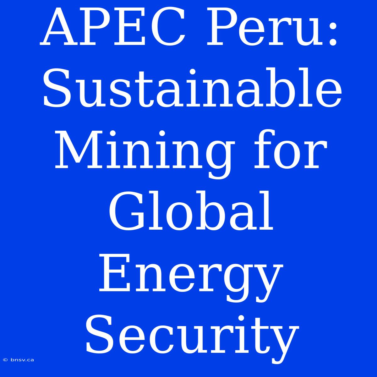 APEC Peru: Sustainable Mining For Global Energy Security