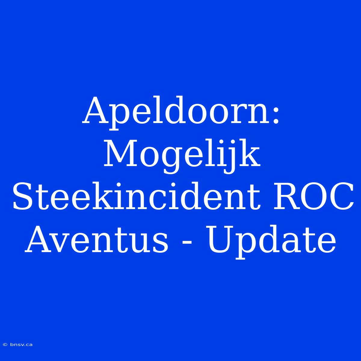 Apeldoorn: Mogelijk Steekincident ROC Aventus - Update