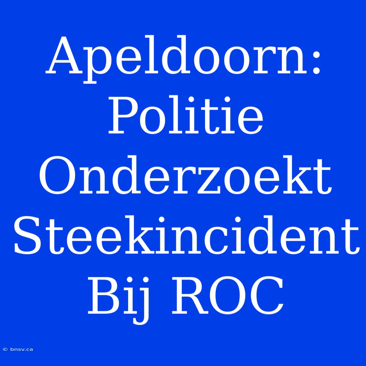 Apeldoorn: Politie Onderzoekt Steekincident Bij ROC