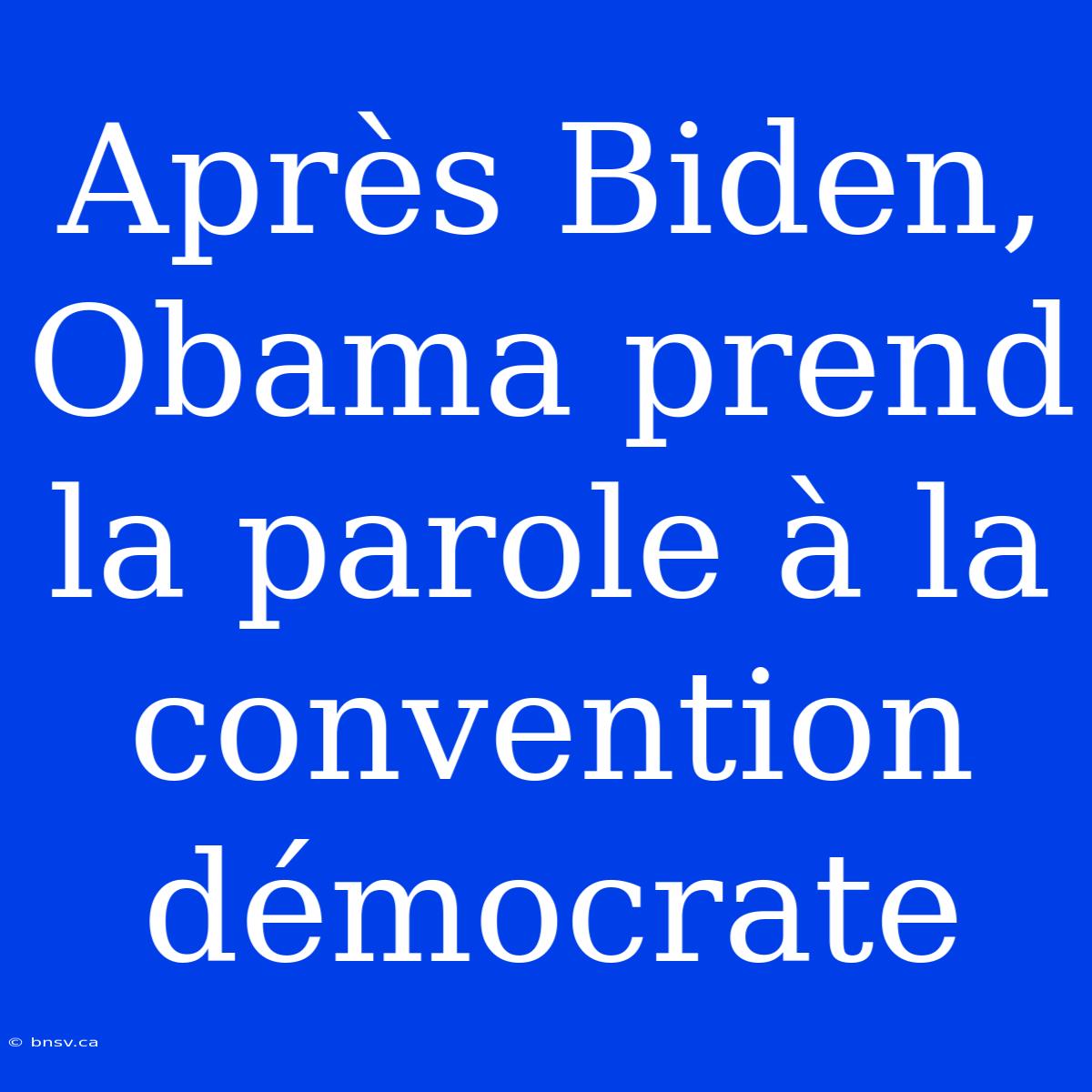 Après Biden, Obama Prend La Parole À La Convention Démocrate