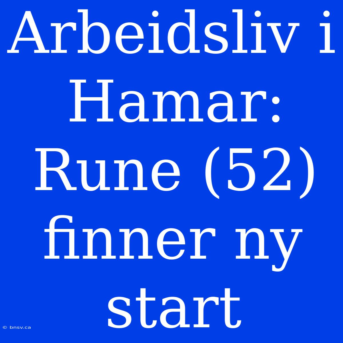 Arbeidsliv I Hamar: Rune (52) Finner Ny Start