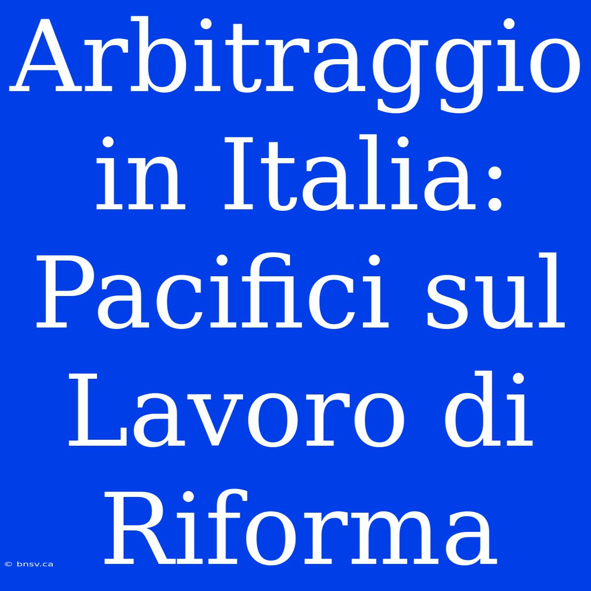 Arbitraggio In Italia: Pacifici Sul Lavoro Di Riforma