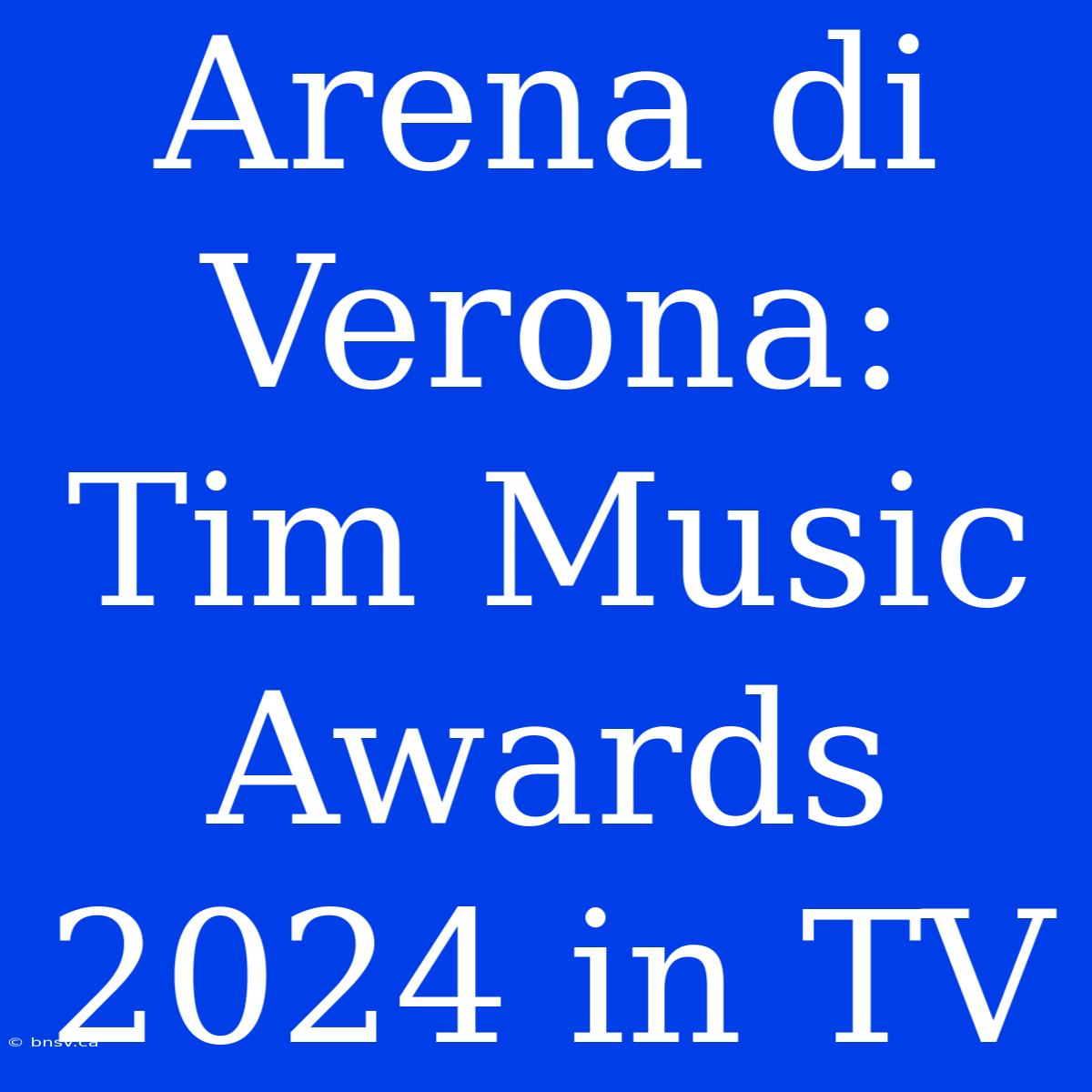 Arena Di Verona: Tim Music Awards 2024 In TV