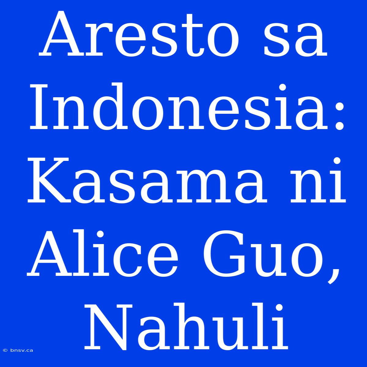 Aresto Sa Indonesia: Kasama Ni Alice Guo, Nahuli