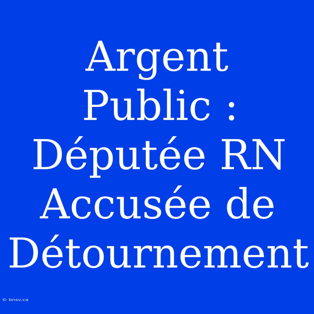 Argent Public : Députée RN Accusée De Détournement