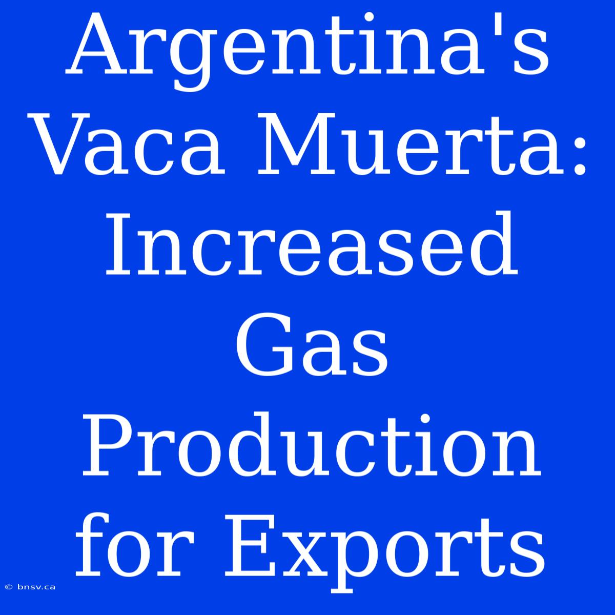 Argentina's Vaca Muerta: Increased Gas Production For Exports