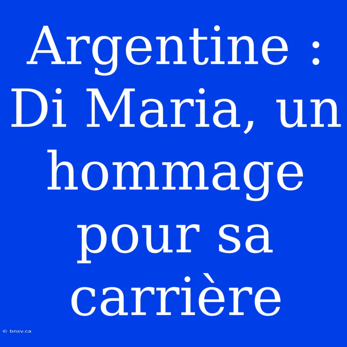 Argentine : Di Maria, Un Hommage Pour Sa Carrière