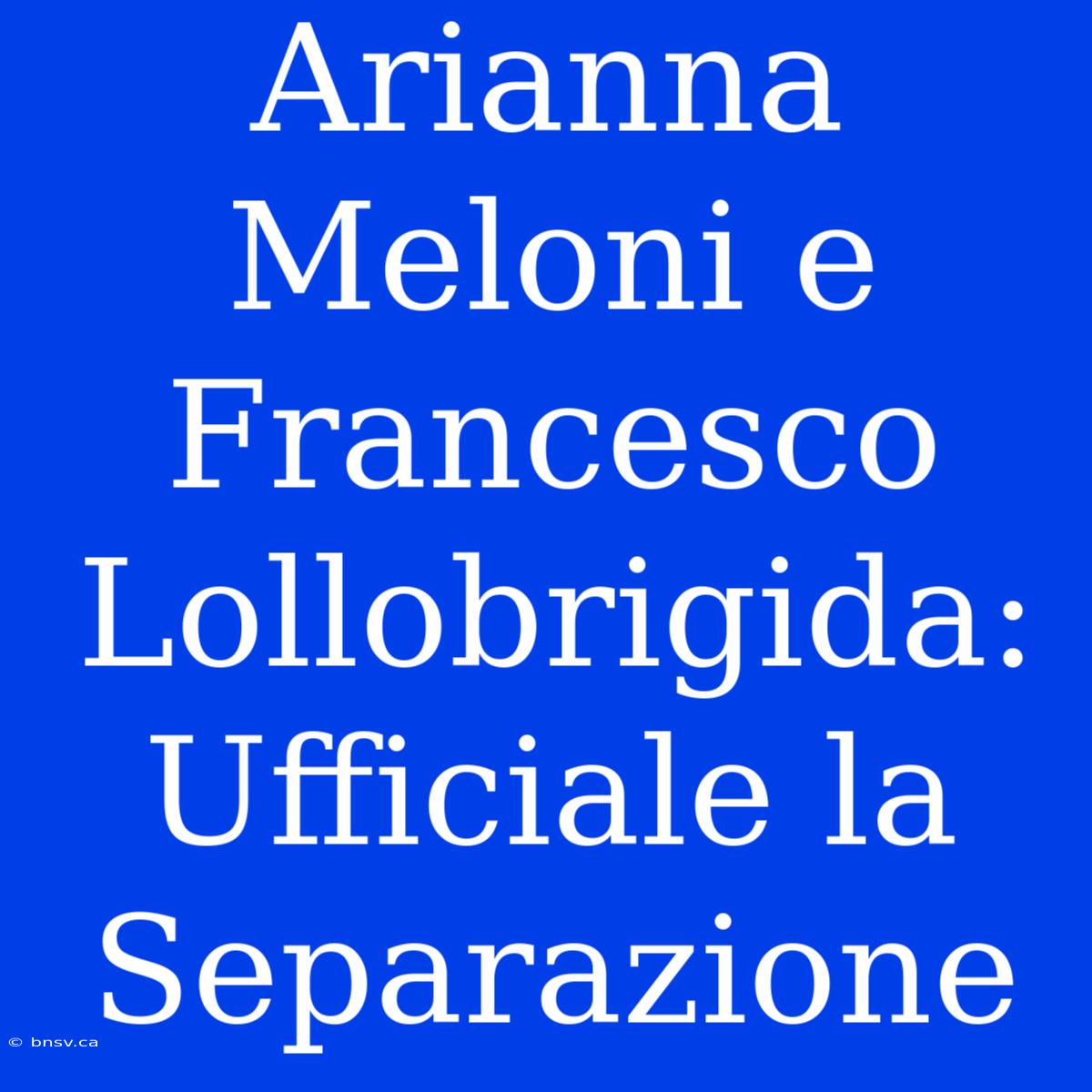 Arianna Meloni E Francesco Lollobrigida: Ufficiale La Separazione