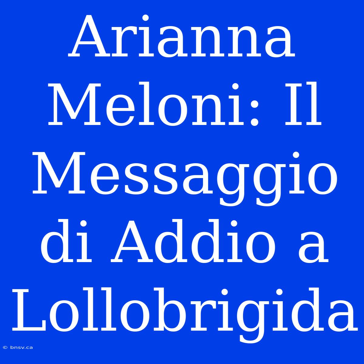 Arianna Meloni: Il Messaggio Di Addio A Lollobrigida