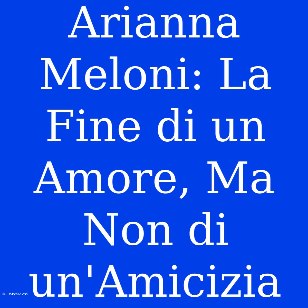 Arianna Meloni: La Fine Di Un Amore, Ma Non Di Un'Amicizia