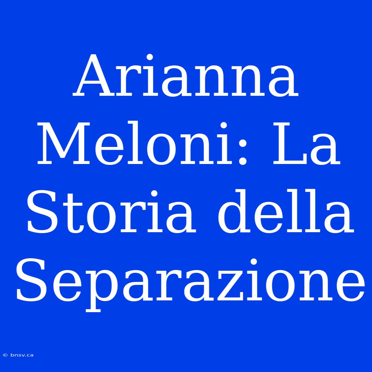 Arianna Meloni: La Storia Della Separazione