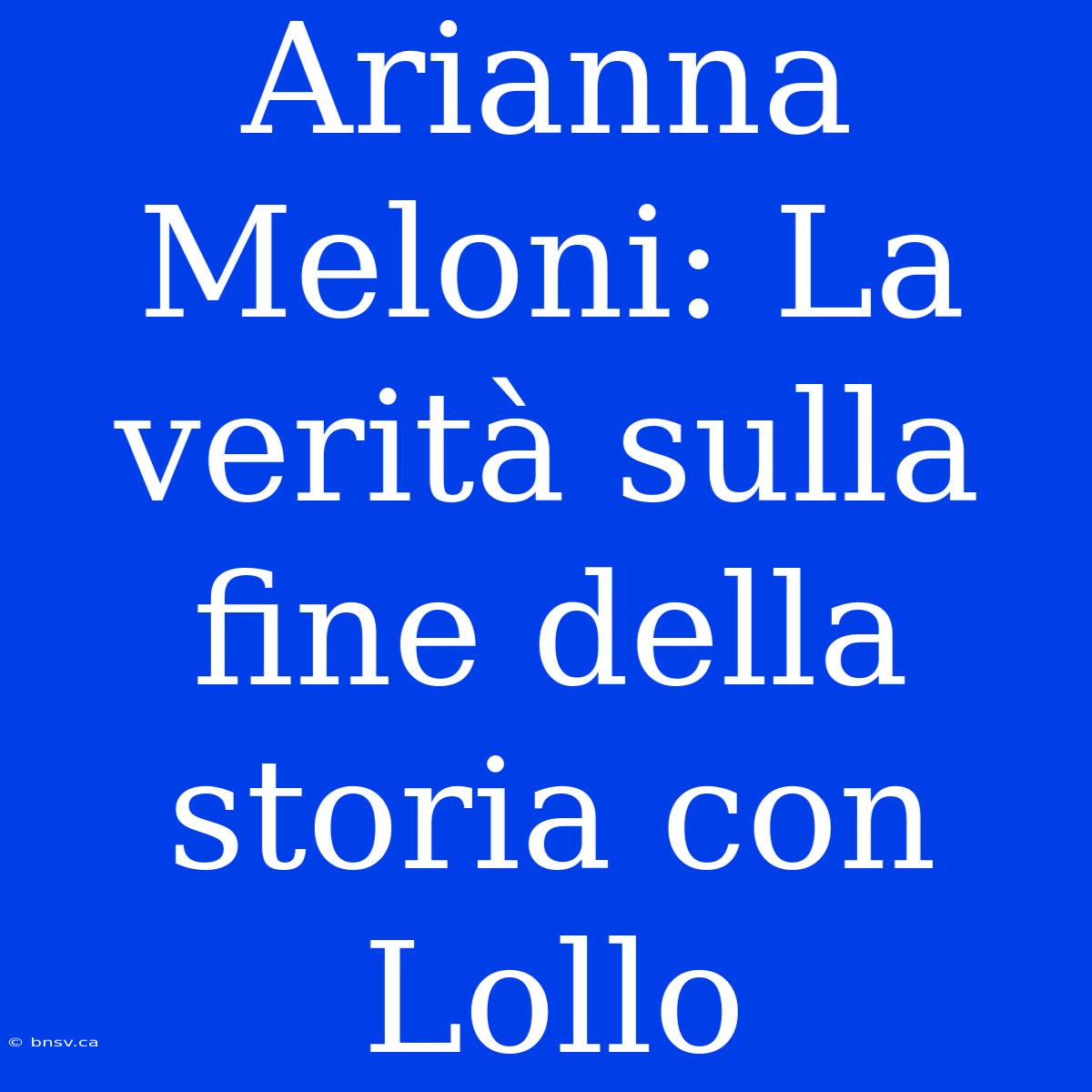 Arianna Meloni: La Verità Sulla Fine Della Storia Con Lollo