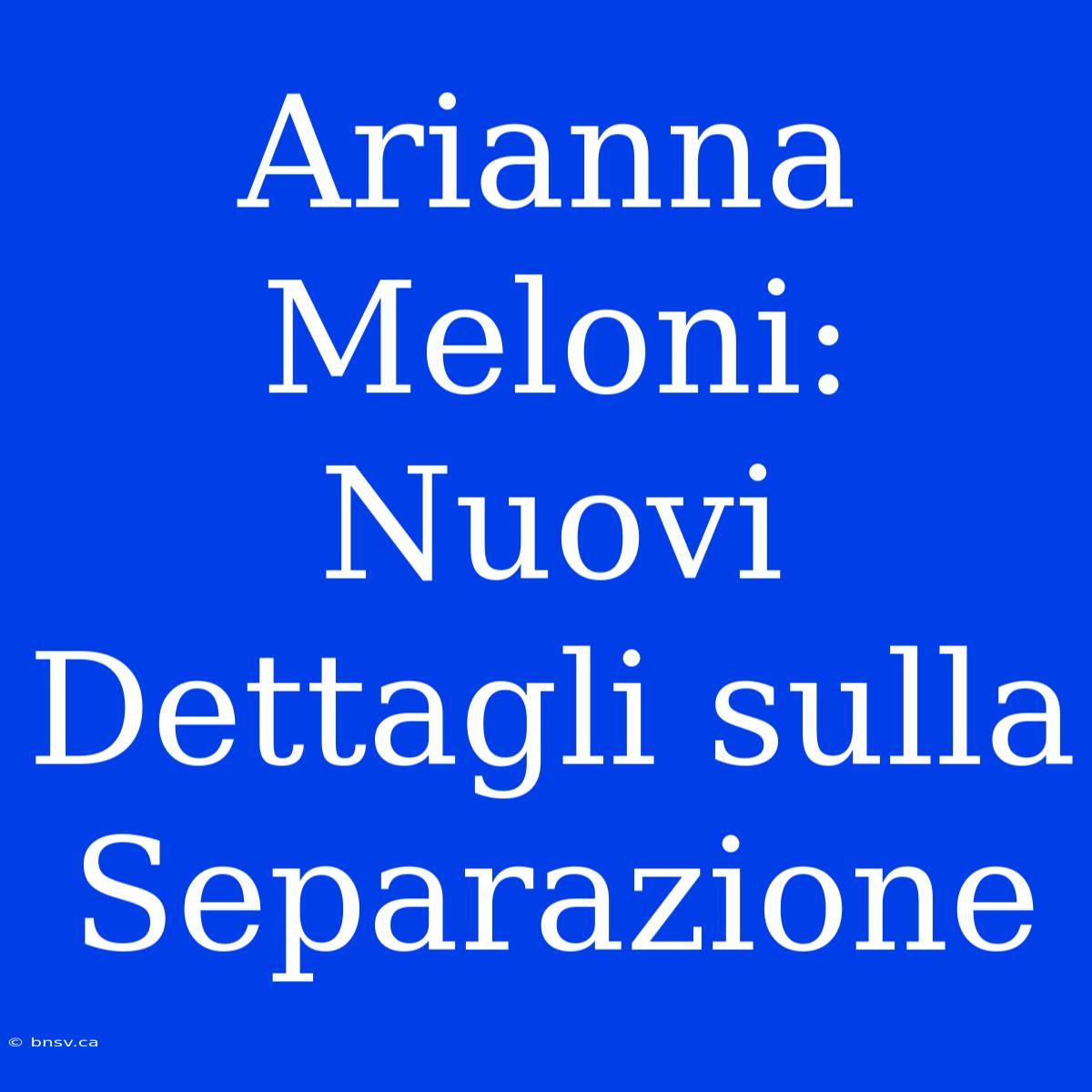 Arianna Meloni: Nuovi Dettagli Sulla Separazione