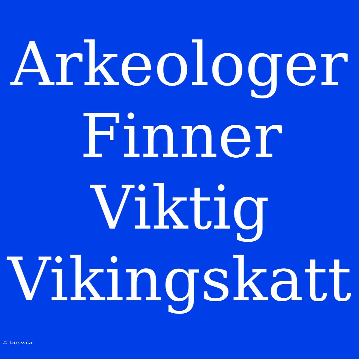 Arkeologer Finner Viktig Vikingskatt