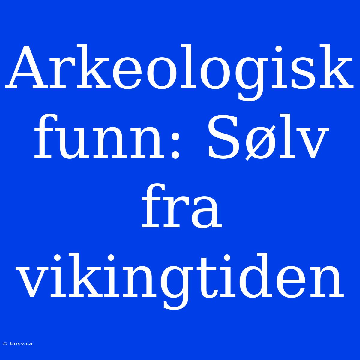 Arkeologisk Funn: Sølv Fra Vikingtiden