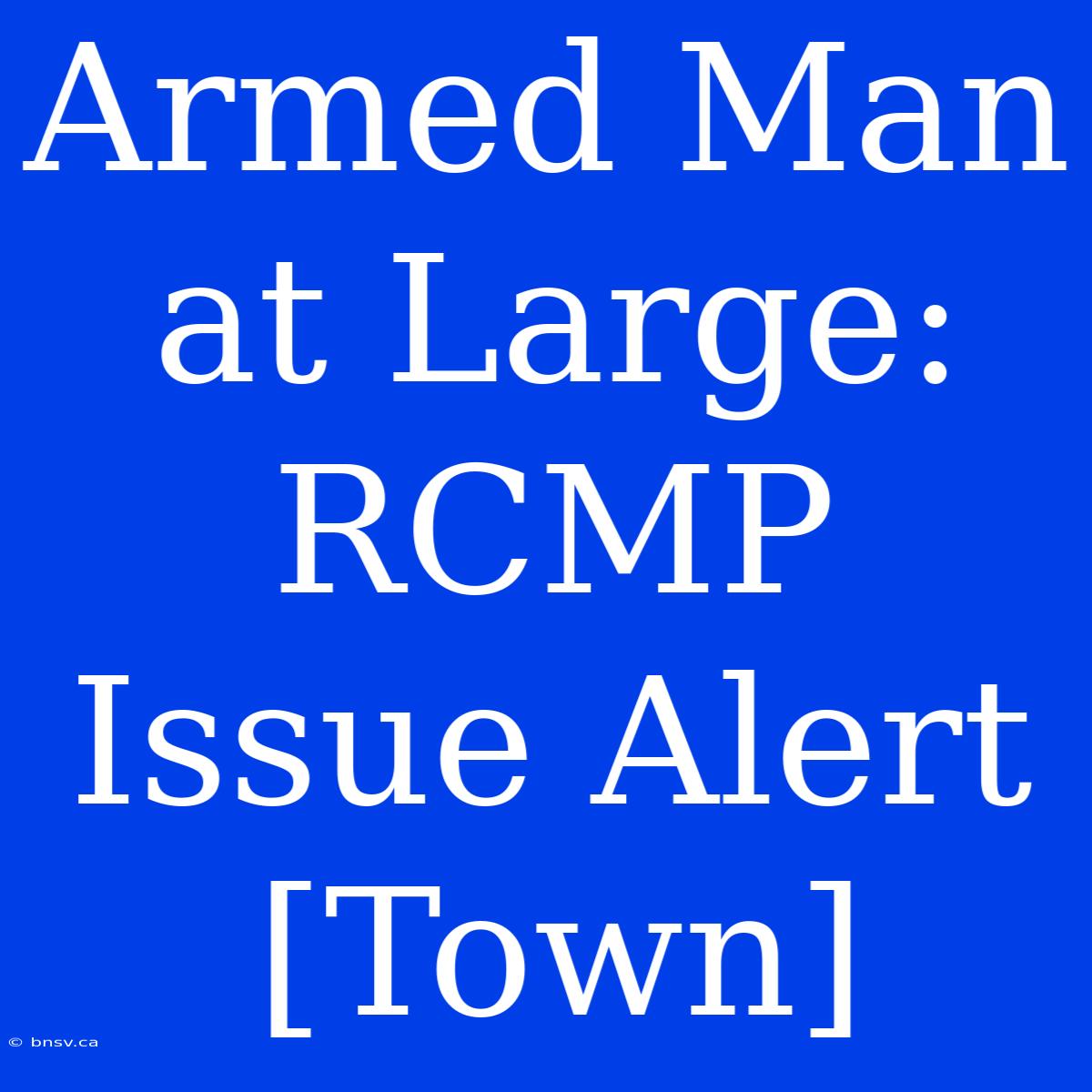 Armed Man At Large: RCMP Issue Alert [Town]