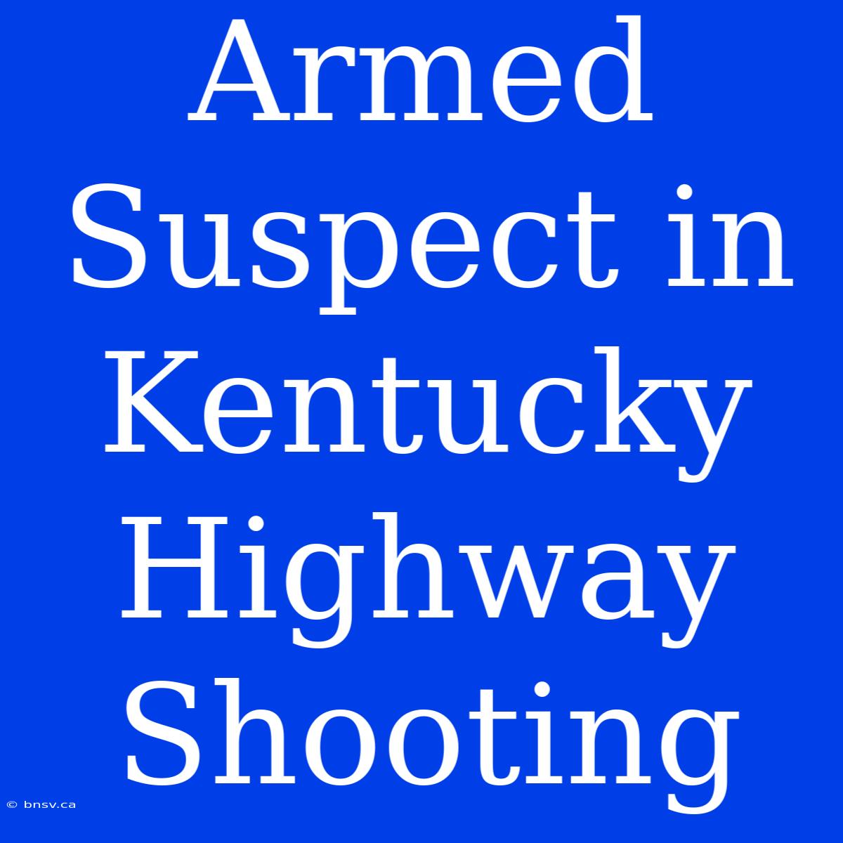 Armed Suspect In Kentucky Highway Shooting