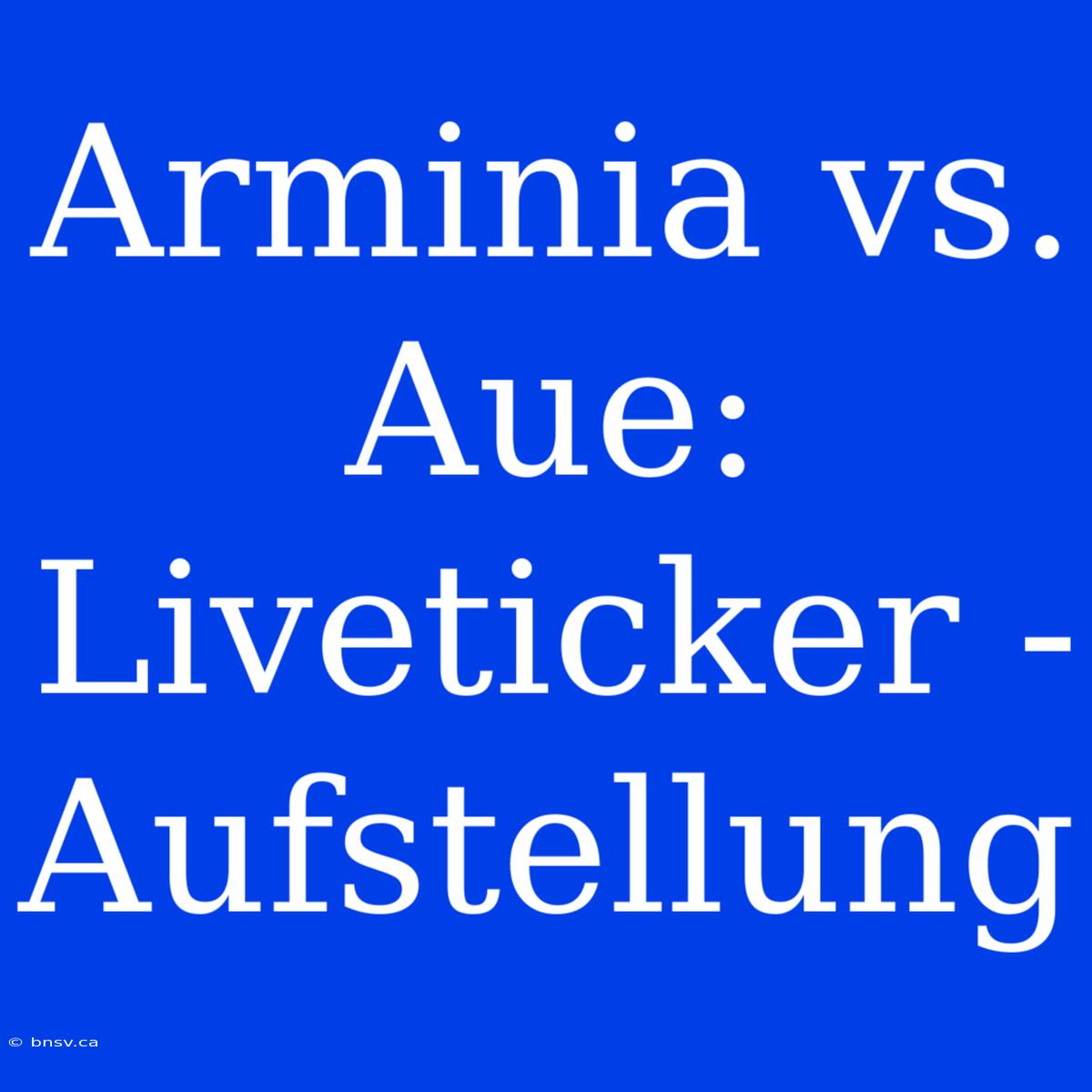 Arminia Vs. Aue: Liveticker - Aufstellung