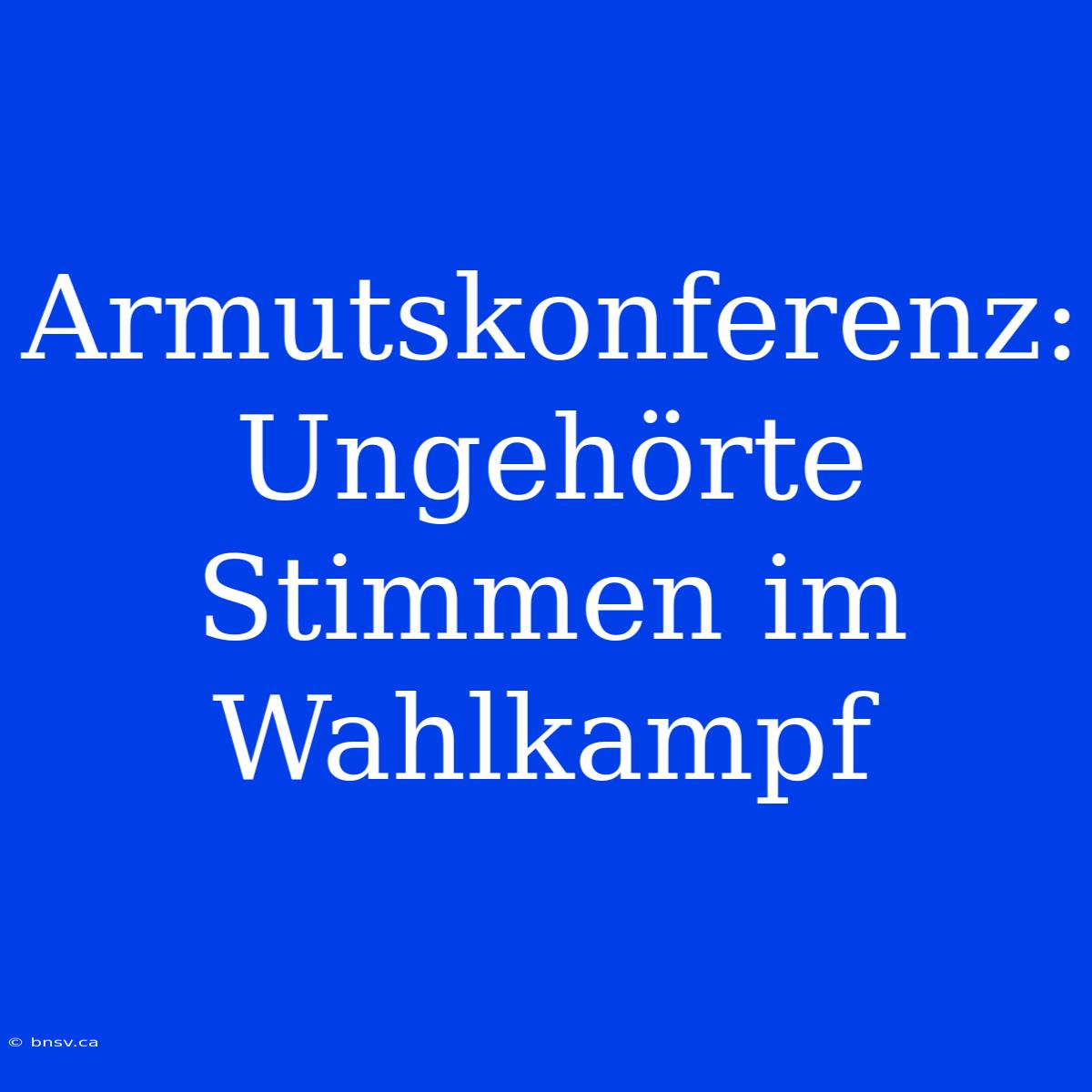 Armutskonferenz: Ungehörte Stimmen Im Wahlkampf