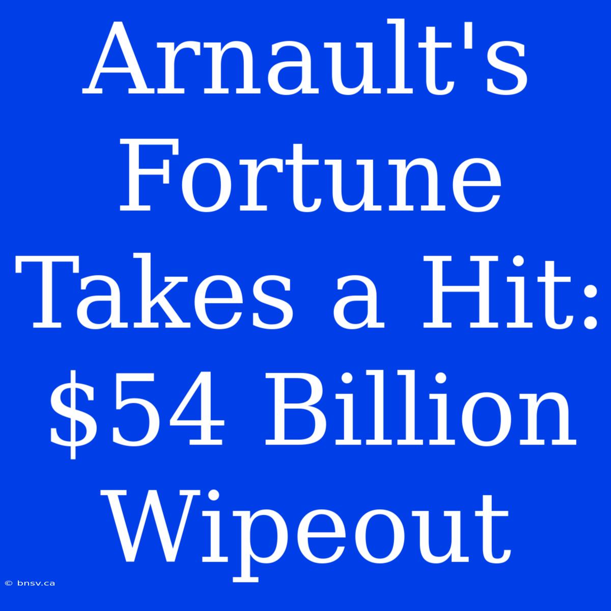 Arnault's Fortune Takes A Hit: $54 Billion Wipeout