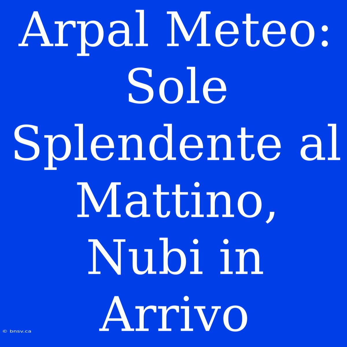 Arpal Meteo: Sole Splendente Al Mattino, Nubi In Arrivo