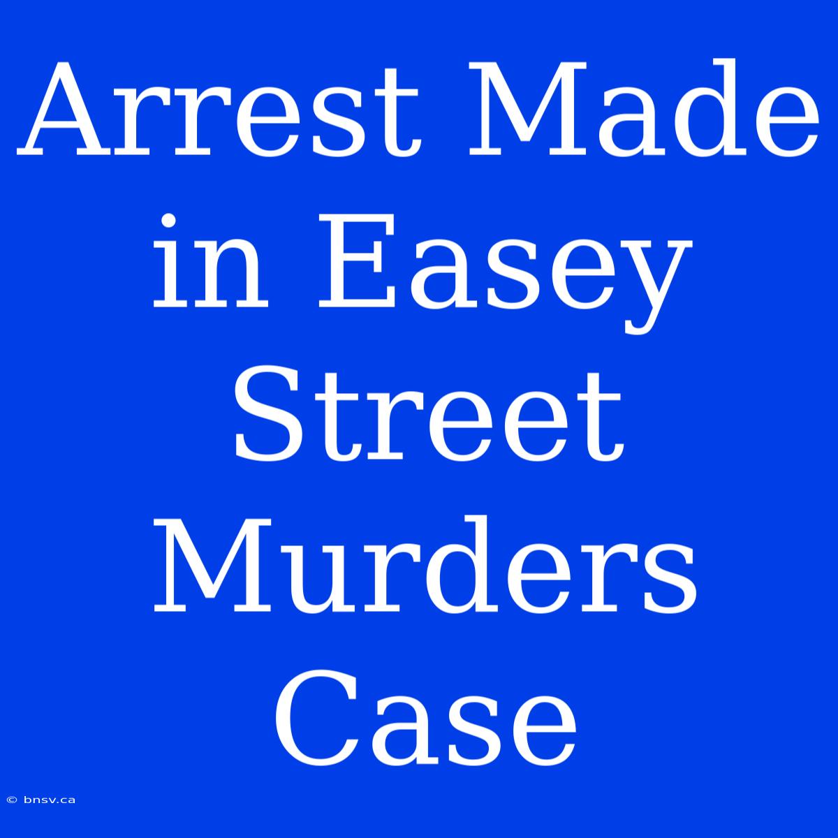 Arrest Made In Easey Street Murders Case