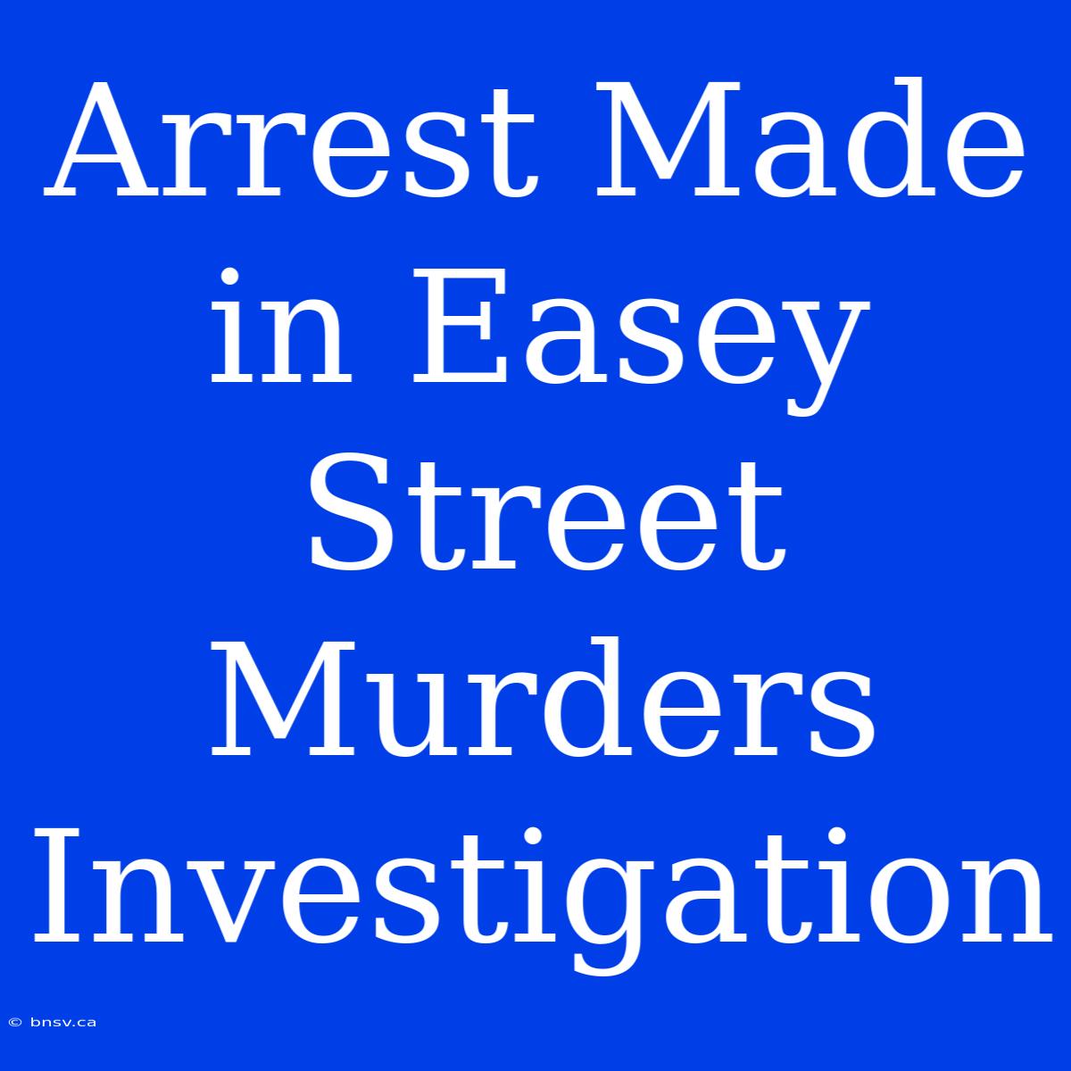 Arrest Made In Easey Street Murders Investigation